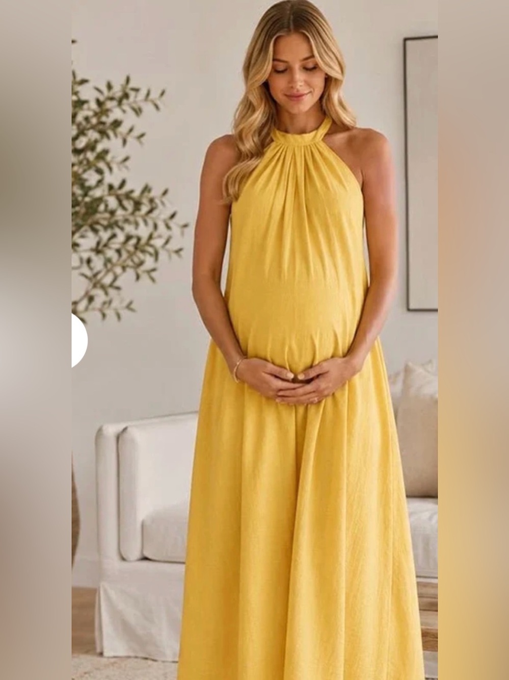 Maternity Halter Maxi Dress in Yellow